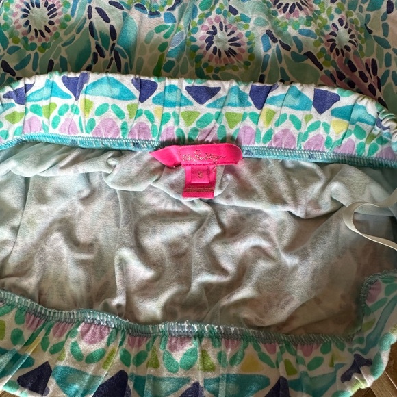 Lilly Pulitzer Floral Print Strapless jumpsuit romper shorts - Blue and Green - Picture 5 of 8